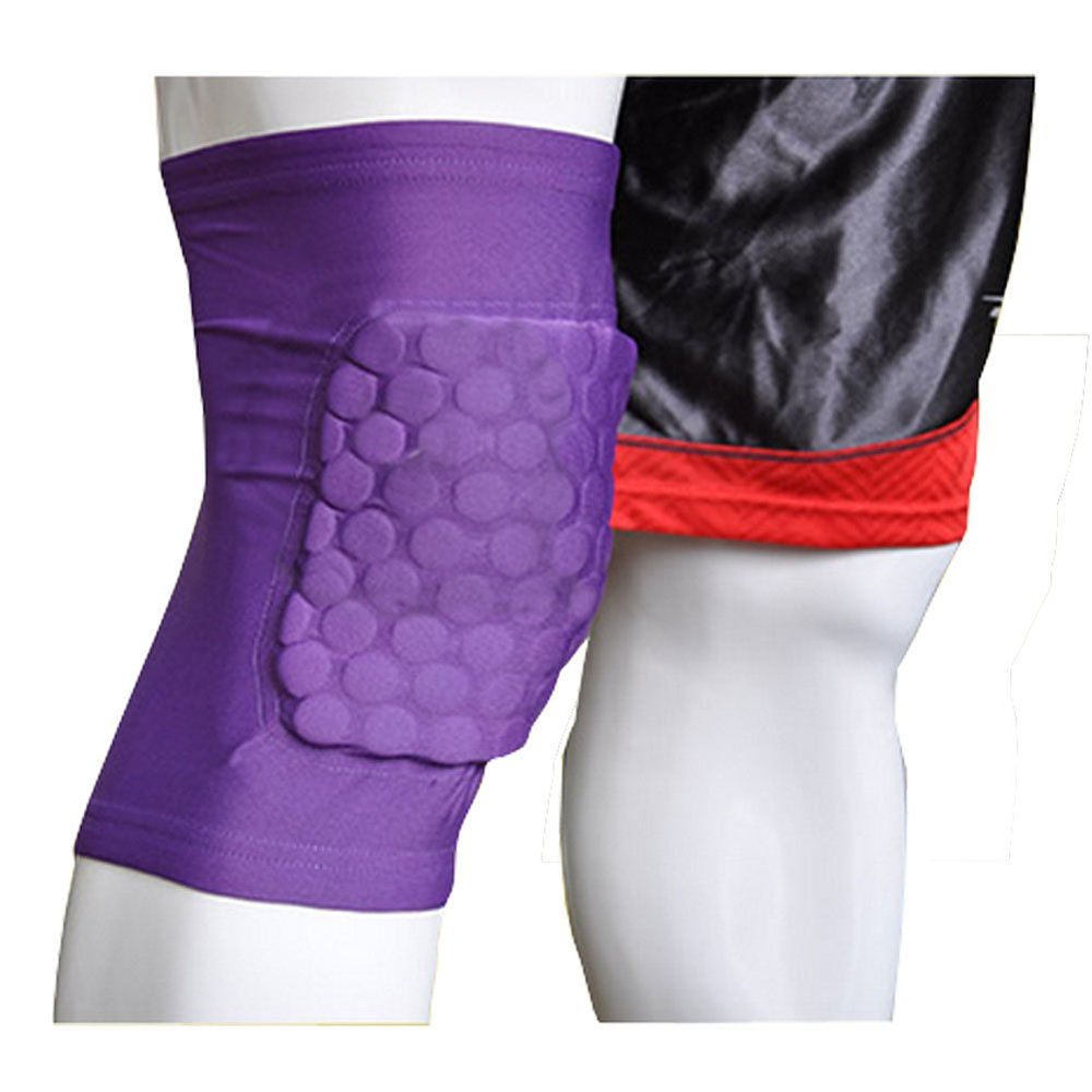 Bluetech [PURPLE] Short Comb Pad Compression Basketball Leg Sleeve One Pic, Size L-By