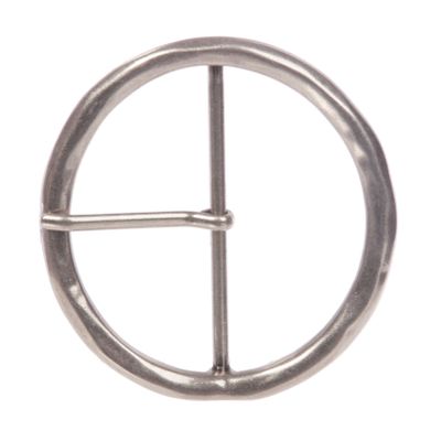 2 3/4" (70 mm) Single Prong Round Circle Center Bar Belt Buckle Color: Antique Silver