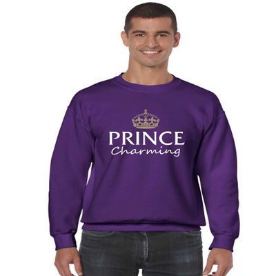ALLNTRENDS Men's Crewneck Prince Charming Cool Funny Humor Top (S, Purple)
