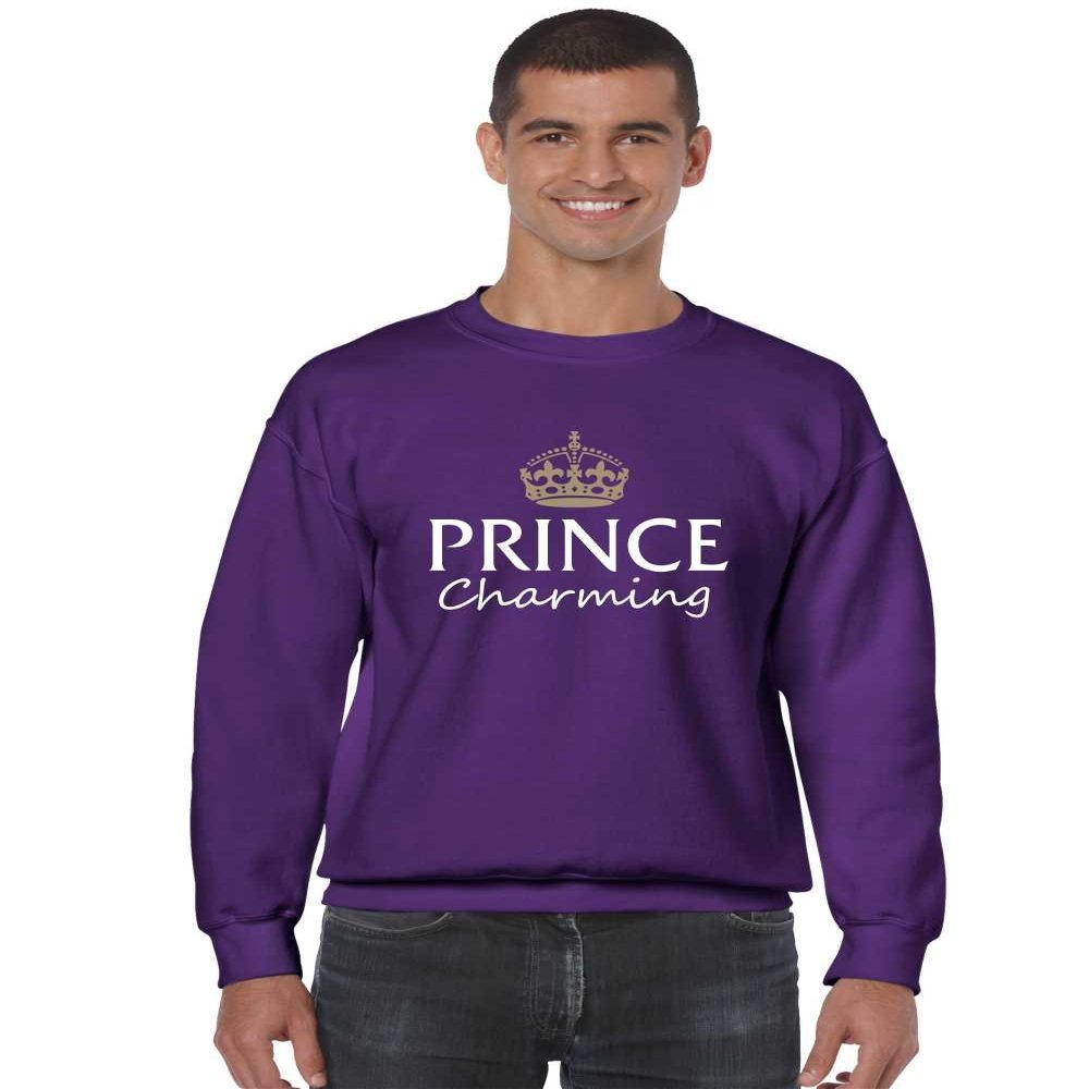 ALLNTRENDS Men's Crewneck Prince Charming Cool Funny Humor Top (S, Purple)
