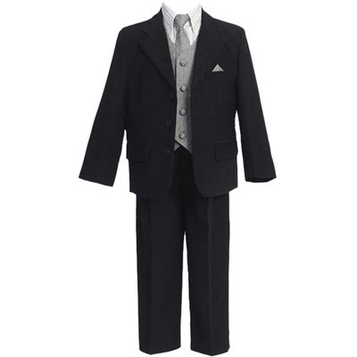 HBDesign Boys'2 Piece 3 Button Notch Lapel Slim Trim Fit Casual Boy Suite Black