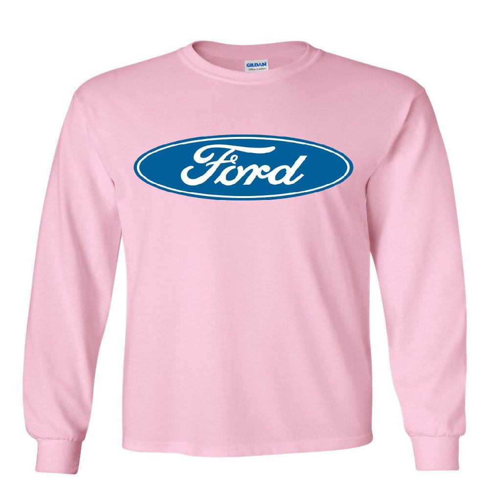 Licensed Ford Logo Long Sleeve Novelty T-Shirt FoMoCo Truck Mustang Performance Light Pink X-Large