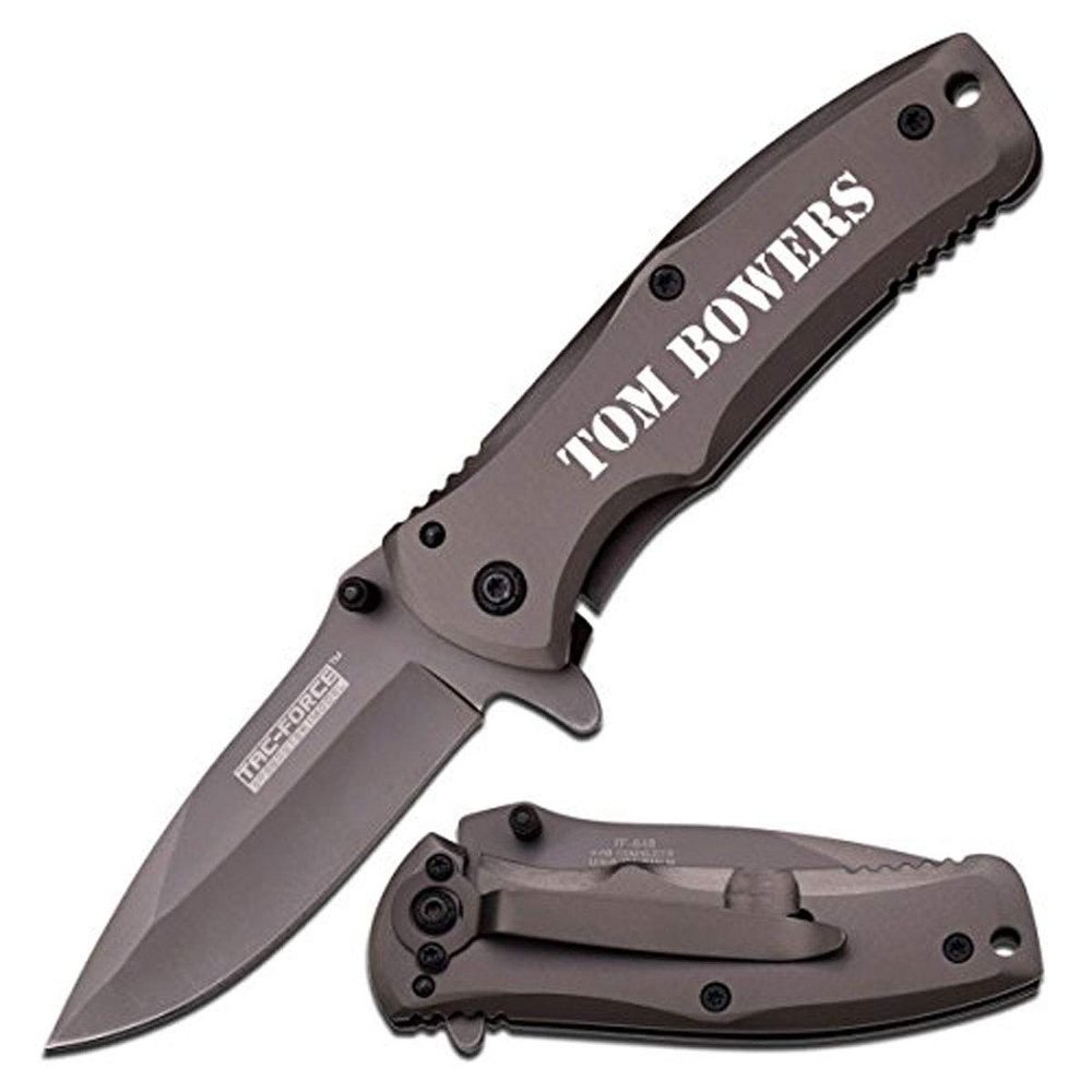 GIFTS INFINITY Free Engraving - Stainless Steel Quality Pocket Knife (Grey)