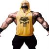 Bestgift Men's Skull Printed Sleeveless Cotton Hooded Tank Top Yellow S view 2