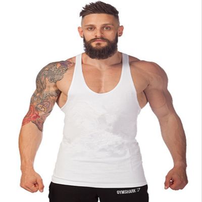 Bestgift Men's Sleeveless Cotton Tank Top White L