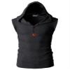 Bestgift Men's Slim Hooded Sleeveless T-Shirt Dark Gray M view 1