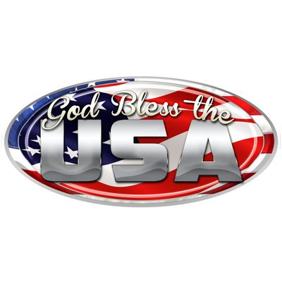 USA Oval - "God Bless" Decal - #FS253 America Truck RV Camper Trailer Vinyl Bumper Sticker Flag Truck Laminated