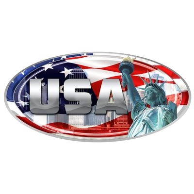 USA Oval - "Liberty" Decal - #FS252 America Truck RV Camper Trailer Vinyl Bumper Sticker Flag Truck Laminated