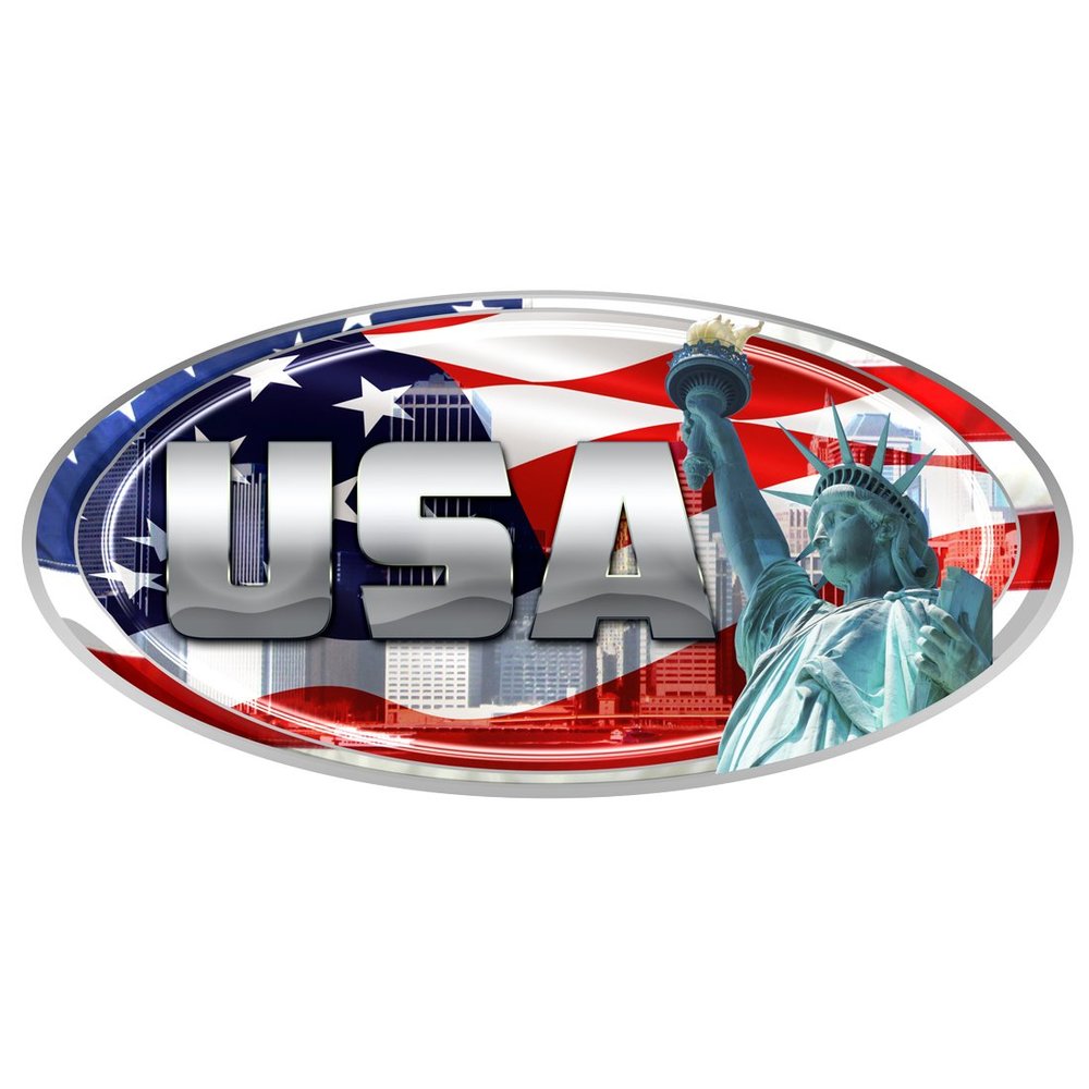 USA Oval - "Liberty" Decal - #FS252 America Truck RV Camper Trailer Vinyl Bumper Sticker Flag Truck Laminated