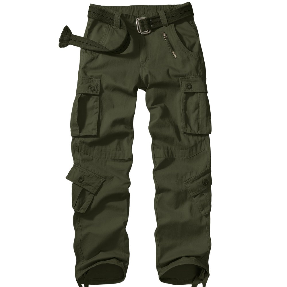 Men's BDU Casual Military Pants, Tactical Wild Army Combat ACU Rip Stop Camo Cargo Work Pants Trousers with 8 Pockets #7533 Army Green 30