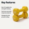 Amazon Basics Neoprene Dumbbell Hand Weights, 8 Pounds, Pair, Yellow view 2