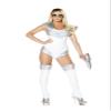 Roma 1pc Women Halloween Space Soldier Costume, Large - White/Silver view 1