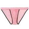 Jaxu Men's Belt Tanga Sport Brief Yarn Mussy Stripe Bikini Briefs See-through Tempting Underwear Light Red L view 1