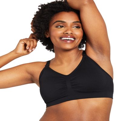 Motherhood Maternity Women's Wireless Clip Down Seamless Nursing Bra for Breastfeeding , Black, Medium
