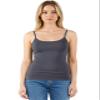 Emmalise Women's Basic Short Camisole Adjustable Strap Layering Cami Tank Top (2Pk Charcoal, H Gray, Medium) view 2