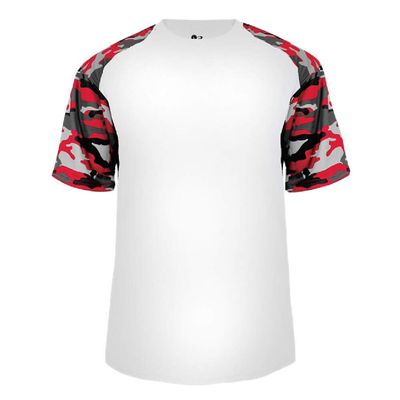 Badger Sport White/Red Camo Sleeve Adult Medium