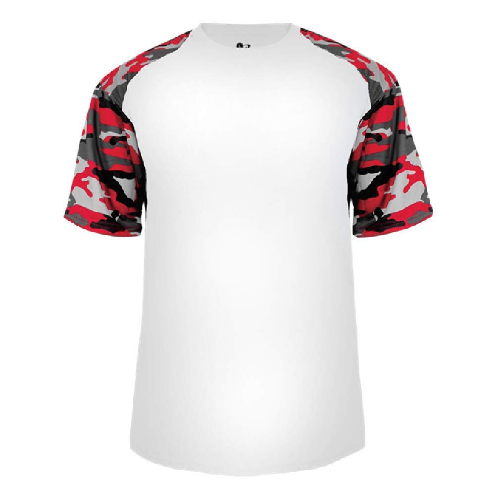 Badger Sport White/Red Camo Sleeve Adult Medium