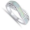 Infinity Knot Greek Key White Simulated Opal Ring .925 Sterling Silver Band Size 5 view 2