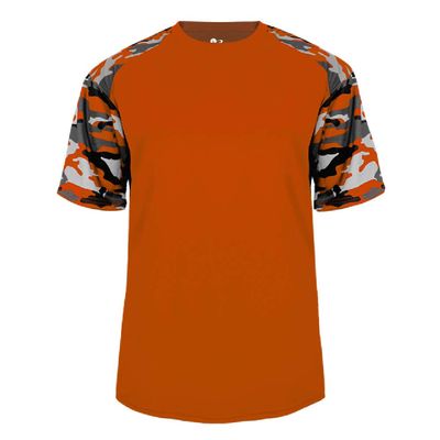 Badger Sport Orange Camo Sleeve Adult Large