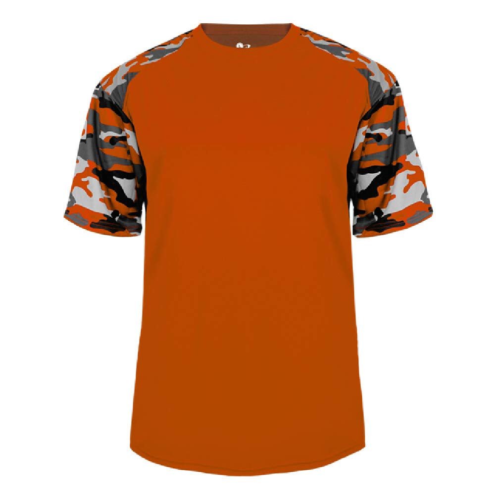 Badger Sport Orange Camo Sleeve Adult Large