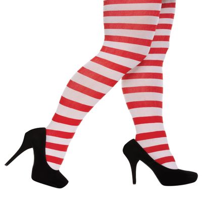 HENBRANDT White and Red Tights - Fancy Dress Santa Clause Accessory Christmas