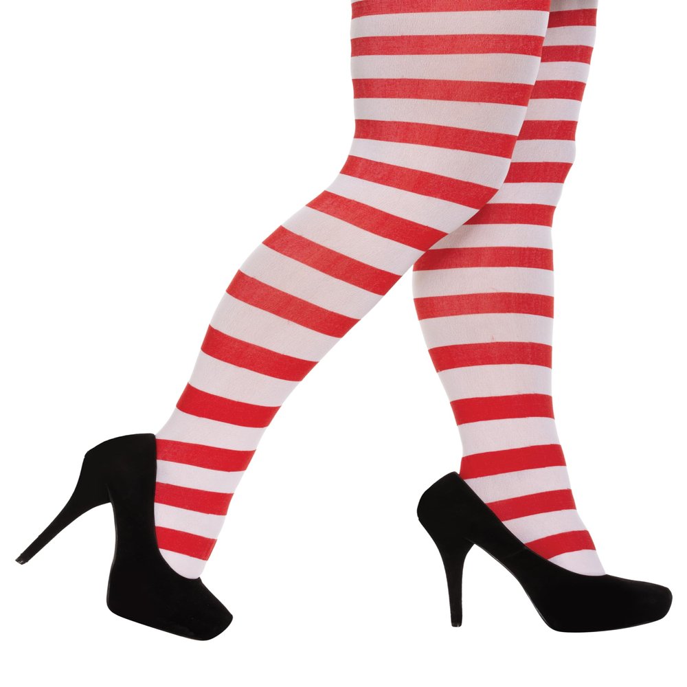 HENBRANDT White and Red Tights - Fancy Dress Santa Clause Accessory Christmas