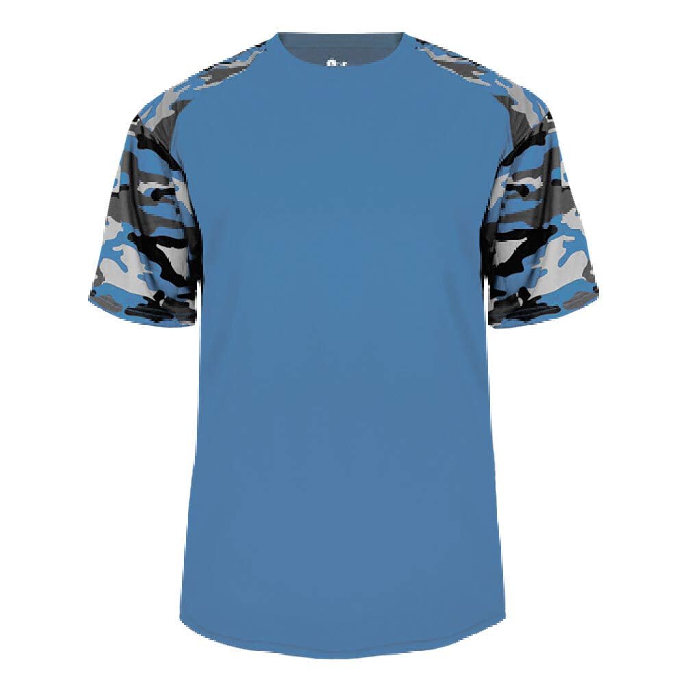 Badger Sport Colubmia Blue Camo Sleeve Youth Large