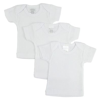 bambini Baby Boys Girls Unisex 3-Pack Short Sleeve Lap T-Shirt, White, Large 27-34 Lbs