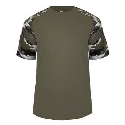 Badger Sport Olive Green Camo Sleeve Youth Small