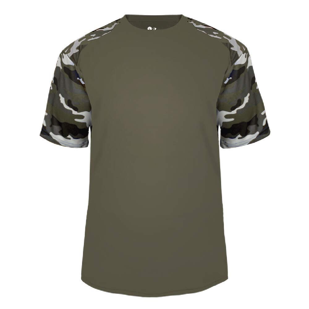 Badger Sport Olive Green Camo Sleeve Youth Small
