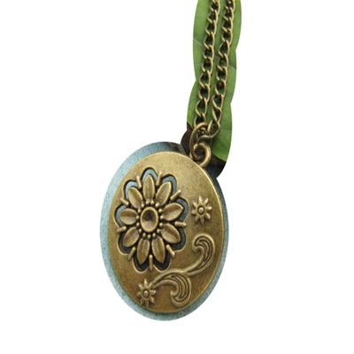 2Pcs Ancient Bronze the Round Flowers Charm necklace