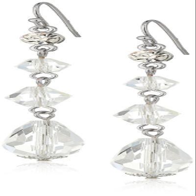 1928 Jewelry Silver-Tone Crystal Linear Drop Earrings