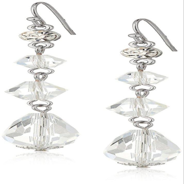 1928 Jewelry Silver-Tone Crystal Linear Drop Earrings