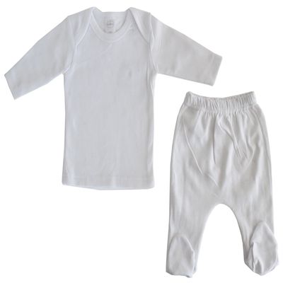bambini White Interlock Long Two Piece Set - Small - White
