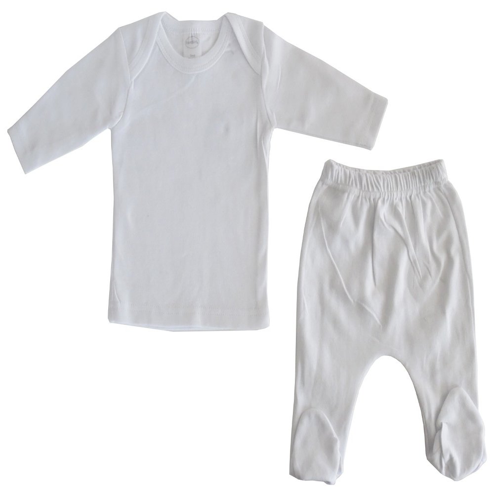bambini White Interlock Long Two Piece Set - Small - White
