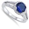 Round Blue Simulated Sapphire Halo Ring .925 Sterling Silver Band Size 5 view 2