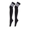 Bestjybt Women Long Thigh High Socks Cotton Warm Over the Knee High Leg Warmers Boot Socks with Stripes (Black-Stripe) view 1