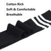 Bestjybt Women Long Thigh High Socks Cotton Warm Over the Knee High Leg Warmers Boot Socks with Stripes (Black-Stripe) view 3