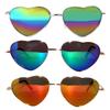 3 Pack Heart Shaped Gold Metal Frame Aviator Mirrored Lens Sunglasses Blue-Green Red Multicolor view 1