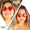 3 Pack Heart Shaped Gold Metal Frame Aviator Mirrored Lens Sunglasses Blue-Green Red Multicolor view 3