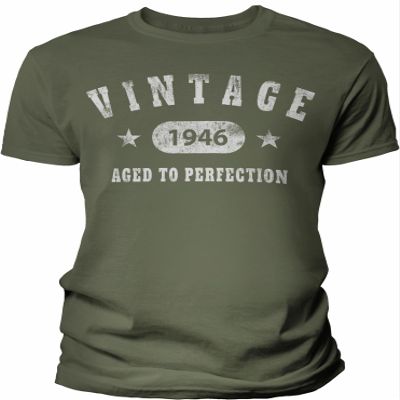 1946 Birthday Shirt for Men - Vintage Stars 1946 Aged to Perfection - 80th Birthday Gift - F/Military-4X