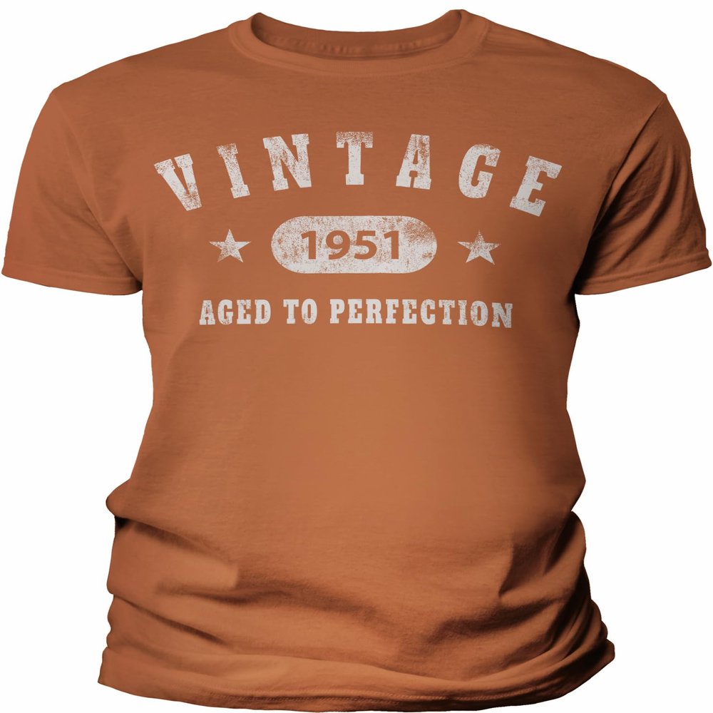 1951 Birthday Shirt for Men - Vintage Stars 1951 Aged to Perfection - 75th Birthday Gift - F/TX Orange-4X