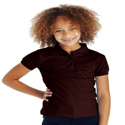 Cutie Patootie - Girls - Solid Polo Shirt w/Cute Button-Up - 4 - Brown