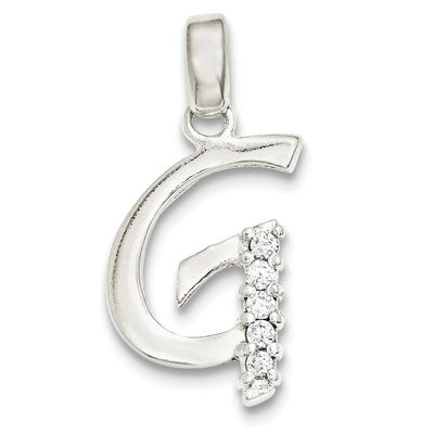Sterling Silver CZ Initial G Pendant