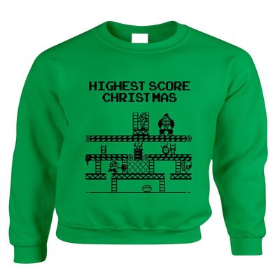 ALLNTRENDS Adult Crewneck Highest Score Christmas Ugly Sweater Holiday Top (L, Irish Green)