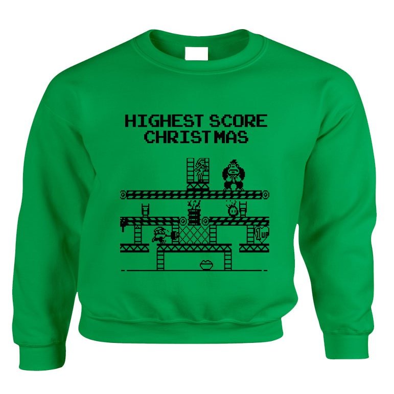 ALLNTRENDS Adult Crewneck Highest Score Christmas Ugly Sweater Holiday Top (L, Irish Green)