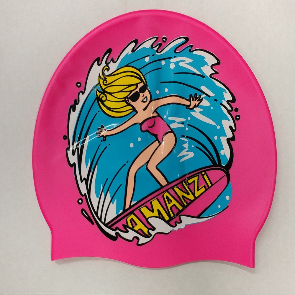 AMANZI Beach Babe Silicone Swim Cap,Beach Babe (AM01070),One Size