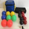 BuyBocceBalls Unique Package - Glow in Dark Bocce Set and - 73mm Metal Bocce/Petanque - 8 Ball Set with 4 Black and 4 red Balls and Black Bag view 1