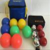 BuyBocceBalls Unique Package - Glow in Dark Bocce Set and 73mm Metal Petanque/Boules 6 Ball Set with 3 Silver and 3 red Balls and Black Bag view 1