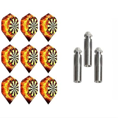 iFlight Ruthless 3 Sets of Standard Dart Flights Plus 1 Set of 3 Aluminum Dart Flight Protectors (Flaming Dartboard)